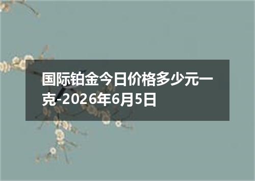 国际铂金今日价格多少元一克-2026年6月5日