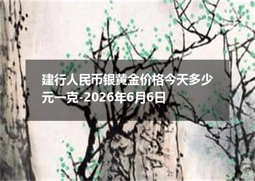 建行人民币银黄金价格今天多少元一克-2026年6月6日