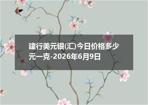 建行美元银(汇)今日价格多少元一克-2026年6月9日