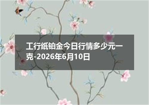 工行纸铂金今日行情多少元一克-2026年6月10日