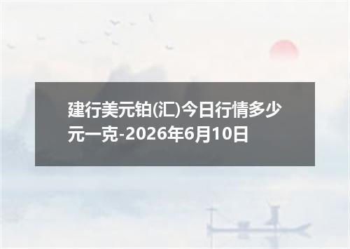 建行美元铂(汇)今日行情多少元一克-2026年6月10日