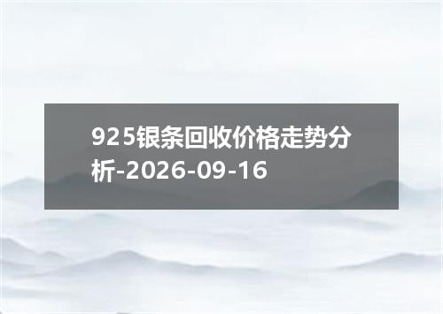 925银条回收价格走势分析-2026-09-16