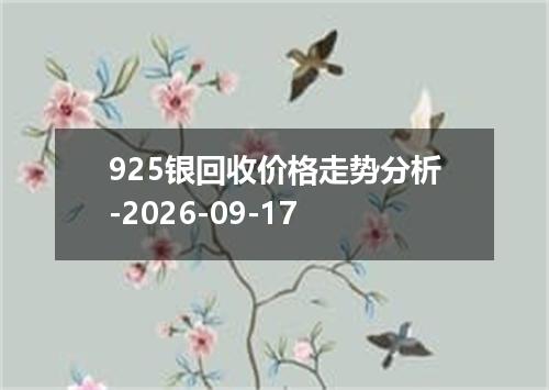 925银回收价格走势分析-2026-09-17