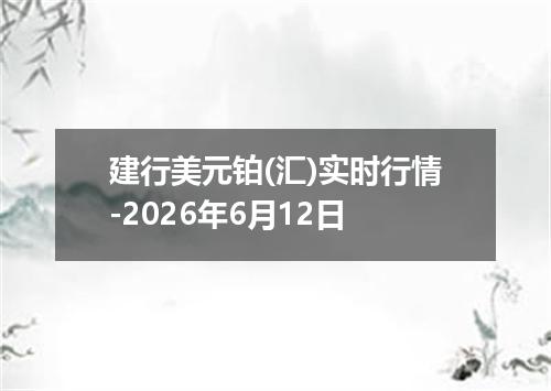 建行美元铂(汇)实时行情-2026年6月12日
