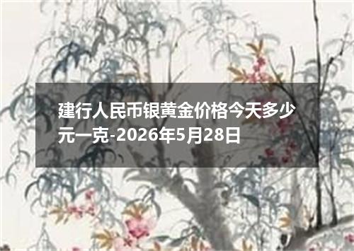 建行人民币银黄金价格今天多少元一克-2026年5月28日