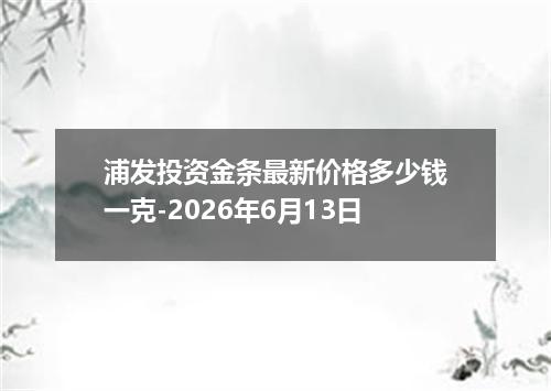 浦发投资金条最新价格多少钱一克-2026年6月13日