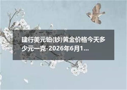 建行美元铂(钞)黄金价格今天多少元一克-2026年6月15日