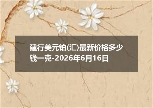 建行美元铂(汇)最新价格多少钱一克-2026年6月16日