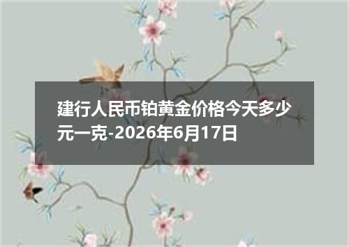 建行人民币铂黄金价格今天多少元一克-2026年6月17日