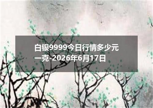 白银9999今日行情多少元一克-2026年6月17日