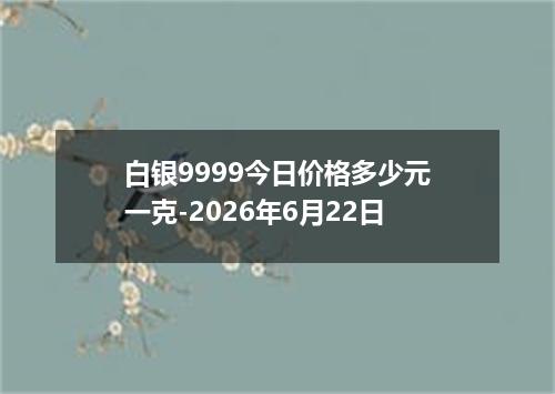 白银9999今日价格多少元一克-2026年6月22日