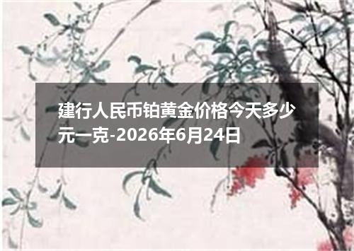 建行人民币铂黄金价格今天多少元一克-2026年6月24日