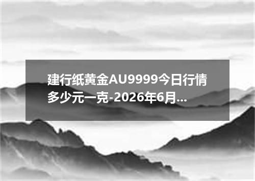 建行纸黄金AU9999今日行情多少元一克-2026年6月25日