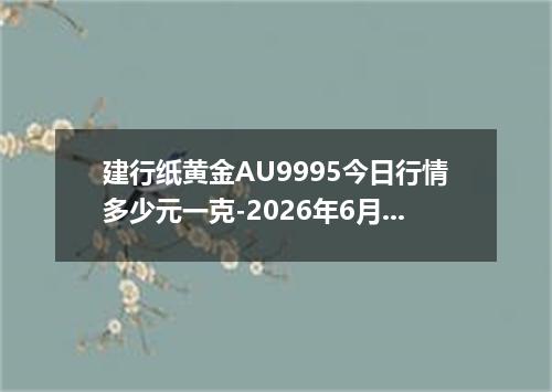 建行纸黄金AU9995今日行情多少元一克-2026年6月28日