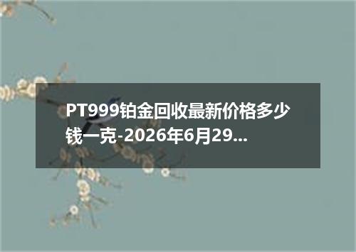 PT999铂金回收最新价格多少钱一克-2026年6月29日