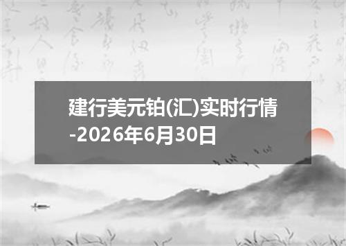 建行美元铂(汇)实时行情-2026年6月30日