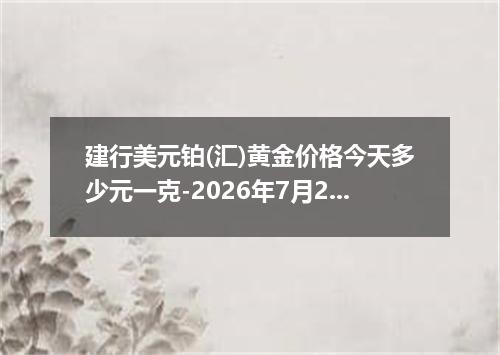 建行美元铂(汇)黄金价格今天多少元一克-2026年7月2日