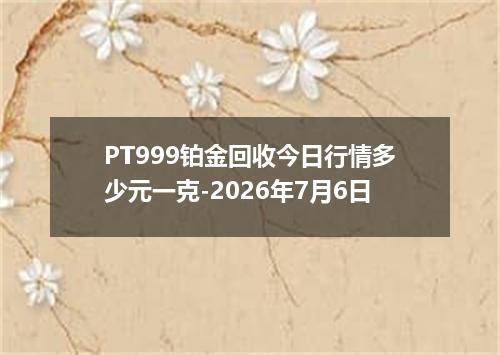 PT999铂金回收今日行情多少元一克-2026年7月6日