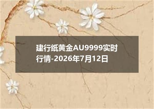 建行纸黄金AU9999实时行情-2026年7月12日
