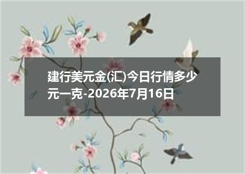 建行美元金(汇)今日行情多少元一克-2026年7月16日