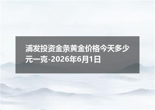 浦发投资金条黄金价格今天多少元一克-2026年6月1日