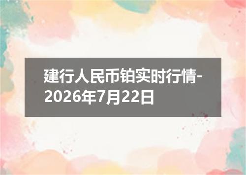 建行人民币铂实时行情-2026年7月22日