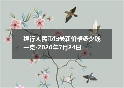 建行人民币铂最新价格多少钱一克-2026年7月24日