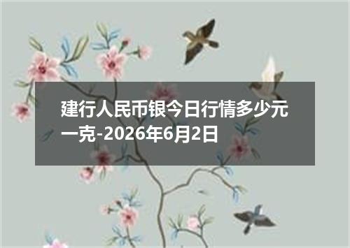 建行人民币银今日行情多少元一克-2026年6月2日