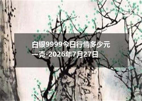白银9999今日行情多少元一克-2026年7月27日