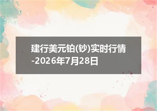 建行美元铂(钞)实时行情-2026年7月28日