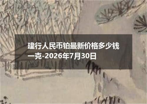 建行人民币铂最新价格多少钱一克-2026年7月30日