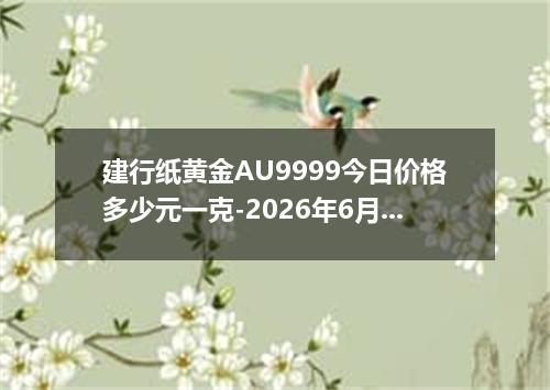 建行纸黄金AU9999今日价格多少元一克-2026年6月4日